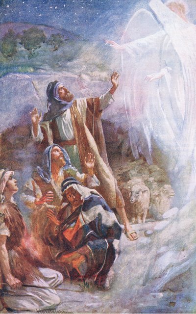 The shepherds of Bethlehem, illustration from Harold Copping Pictures: The Crown Series, c.1920s by Harold Copping