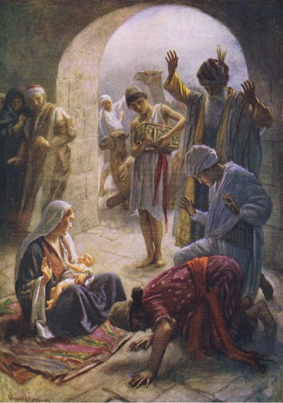 The visit of the wise men, illustration from Harold Copping Pictures: The Crown Series by Harold Copping