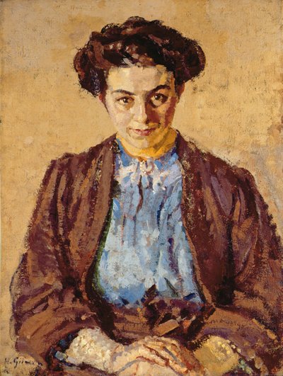 The Blue Blouse, Portrait of Elene Zompolides (1880-1958) by Harold Gilman