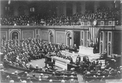 President Woodrow Wilson addressing Congress, c.1917 by Harris & Ewing