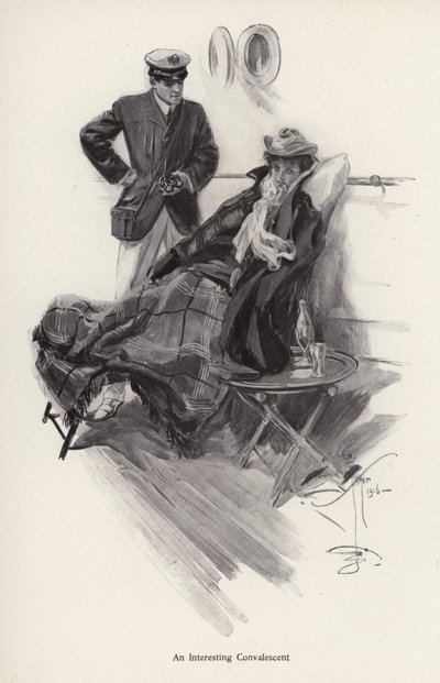 Captain on board a ship talking to a woman convalescent by Harrison Fisher