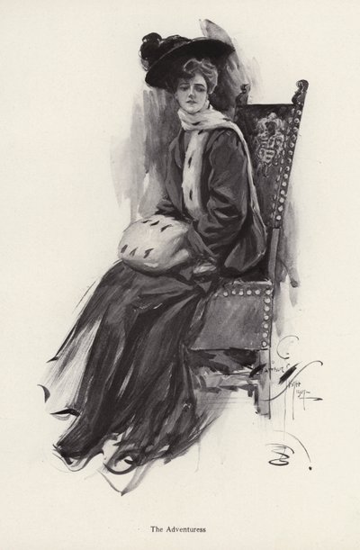 Portrait of a woman wearing winter clothes by Harrison Fisher