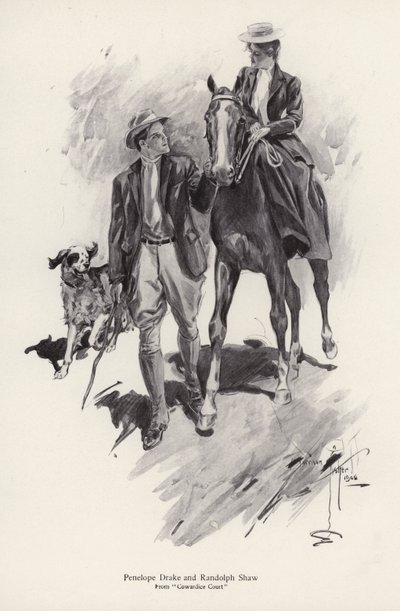 Two characters, Penelope Drake and Randolph Shaw from the novel, Cowardice Court, by George Barr McCutcheon by Harrison Fisher
