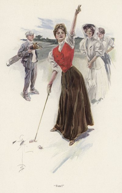 Woman golfer on the course by Harrison Fisher