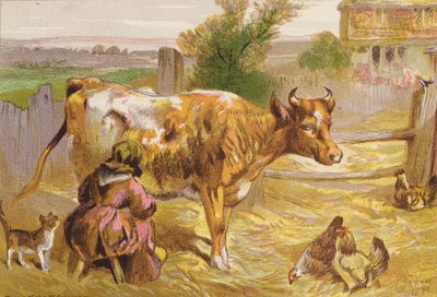 Old Nancy Milking the Cow by Harrison William Weir