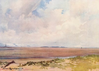 Golf Courses: Hoylake, Looking Out to Hilbre from the Ninth Tee by Harry (1878 1950) Rountree