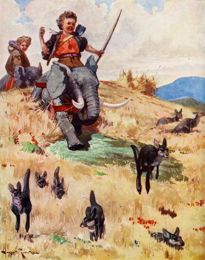 Hunting the Kangaroos by Harry (1878-1950) Rountree