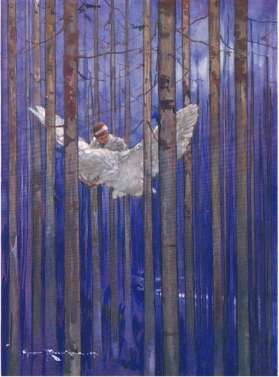 The owl and Gilbert had splendid rides in the moonlight (from The Forest Foundling) by Harry Rountree