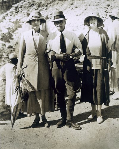 Lady Somerleyton, Colonel Watson Pasha and the Hon. Lady Alexander at the Tomb of Tutankhamun, Valley of the Kings by Harry Burton