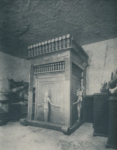 Richly Carved Canopic Shrine Glittering with Gold by Harry Burton