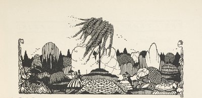 Illustration at the top of the list of illustrations by Harry Clarke