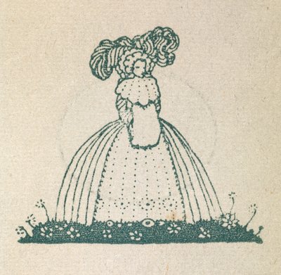 Illustration of a Woman Wearing a Large Dress by Harry Clarke