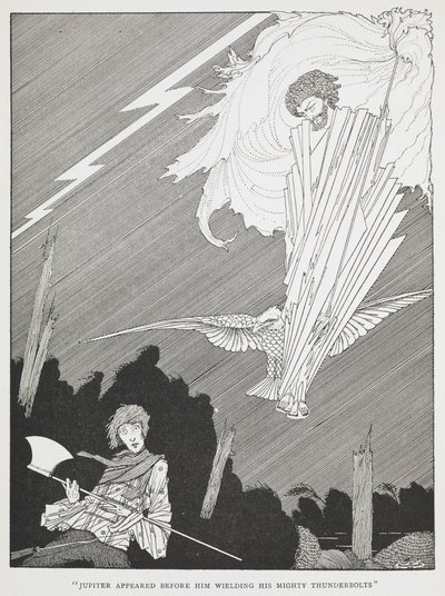 Jupiter appeared before him wielding his mighty thunderbolts. Illustration for 