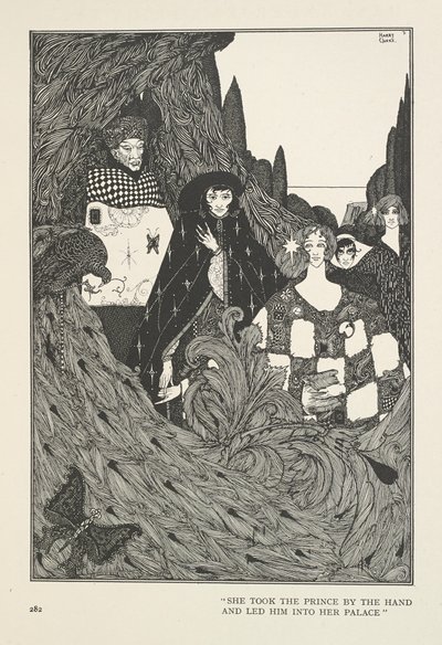 The Garden of Paradise. She Took the Prince by the Hand and Led Him into Her Palace by Harry Clarke