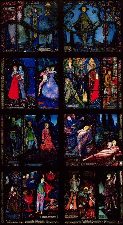 The Geneva Window, eight panels depicting scenes from early Irish literature by Harry Clarke