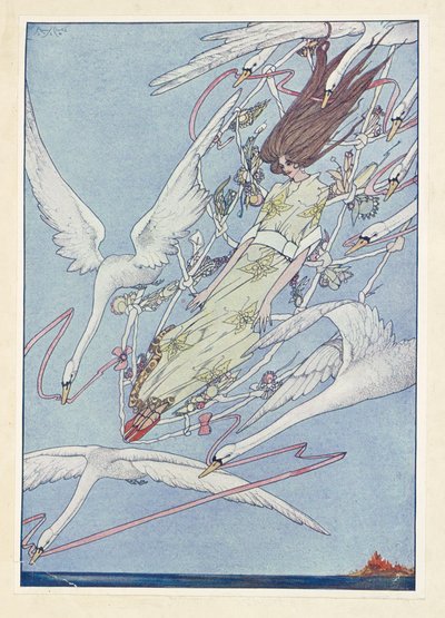 The Wild Swans. The Whole Day They Flew Onward Through the Air by Harry Clarke