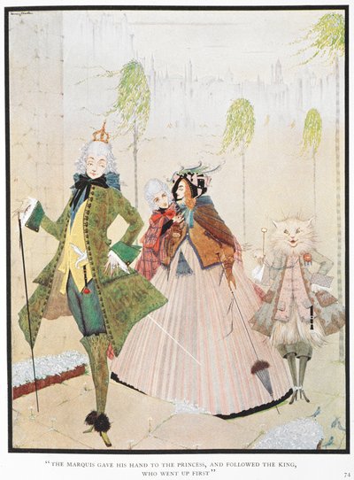 The Marquis Gave His Hand to the Princes, and Followed the King, Who Went Up First by Harry Clarke