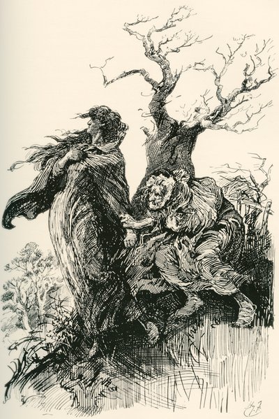Alice Brown and Her Mother. Illustration by Harry Furniss for the Charles Dickens novel by Harry Furniss