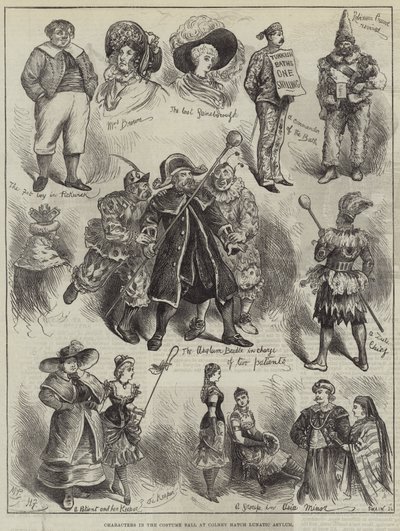 Characters in the Costume Ball at Colney Hatch Lunatic Asylum by Harry Furniss