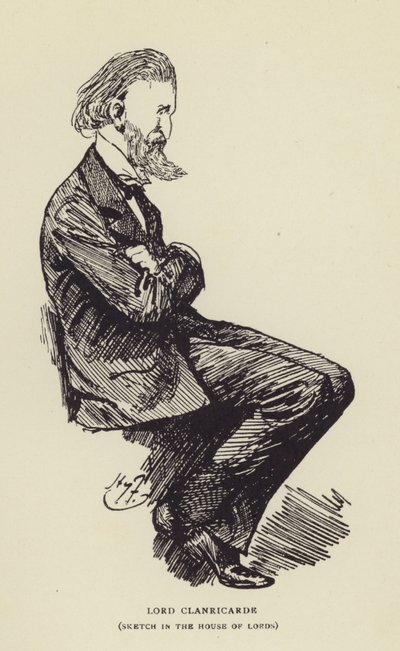 Lord Clanricarde, sketch in the House of Lords by Harry Furniss