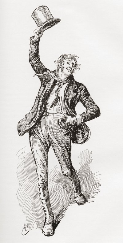 Mark Tapley, Illustration by Harry Furniss for the Charles Dickens Novel Martin Chuzzlewit, 1910 by Harry Furniss