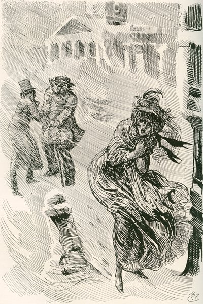 Martha the Wanderer (Illustration for the Charles Dickens novel David Copperfield) by Harry Furniss