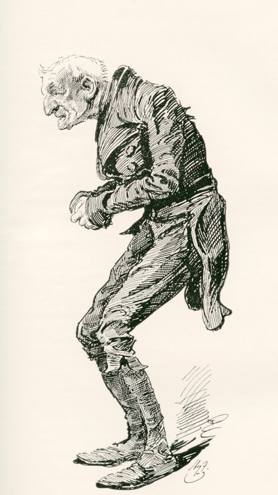 Old Chuffey, Illustration by Harry Furniss for the Charles Dickens Novel Martin Chuzzlewit, 1910 by Harry Furniss