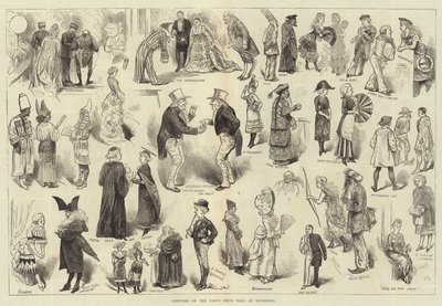 Sketches of the Fancy Dress Ball at Liverpool by Harry Furniss