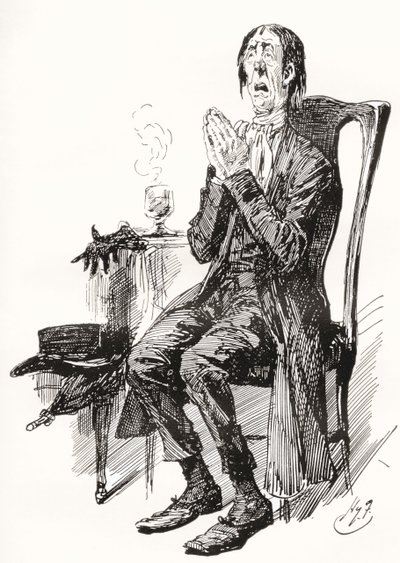 Stiggins. Illustration by Harry Furniss for the Charles Dickens Novel The Pickwick Papers, from The Testimonial Edition, Published 1910. by Harry Furniss