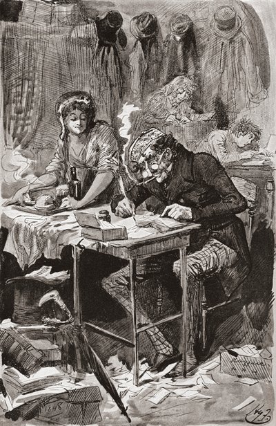 The Begging Letter Writer (Illustration for the Charles Dickens novel Great Expectations) by Harry Furniss