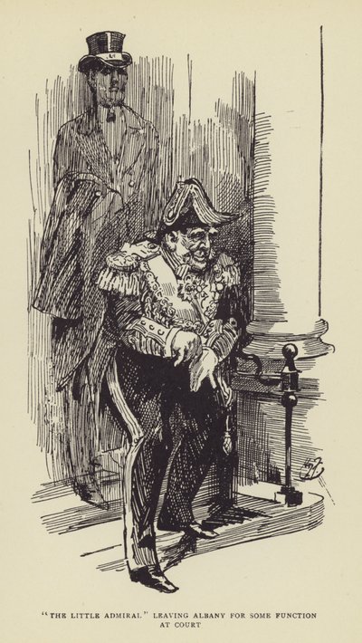 The Little Admiral leaving Albany for some function at court by Harry Furniss