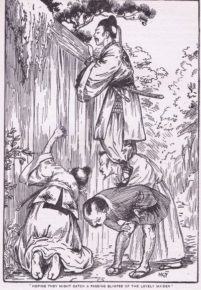 Hoping they might catch a glimpse of the lovely maiden (from Daughter of the Moon) by Harry George Theaker