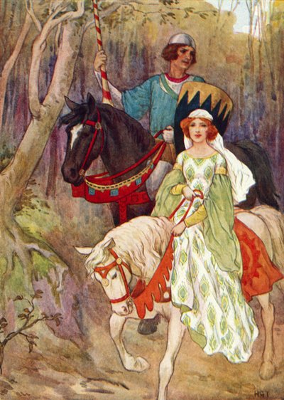Princess Olwen accompanied by the Pig-sty Prince by Harry George Theaker