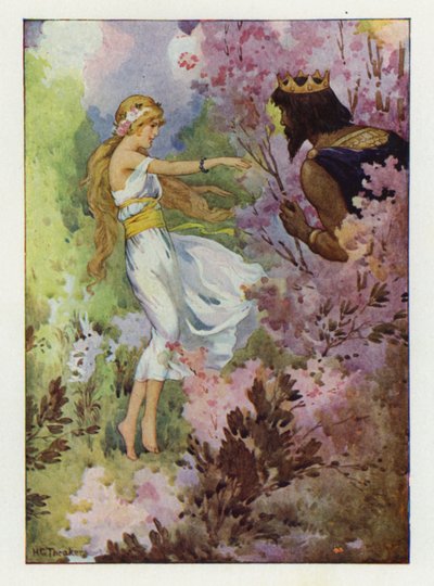 Proserpine Dancing Among the Lilies, Watched by a Great King by Harry George Theaker