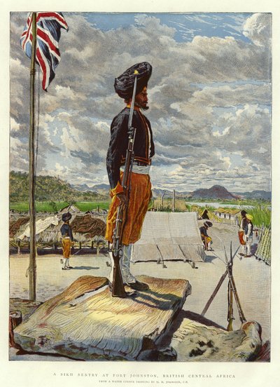 A Sikh Sentry at Fort Johnston, British Central Africa by Harry Hamilton Johnston