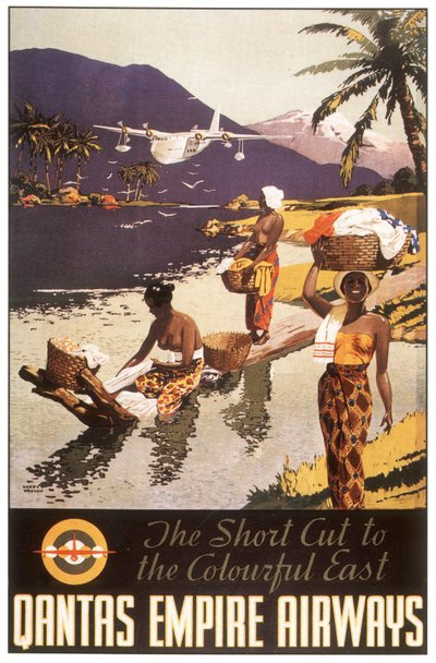 Advertisement Qantas Empire Airways, Postcard, c. 1950-1954 by Harry J. Weston