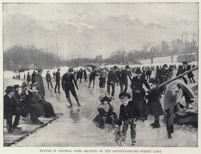 Winter in Central Park, Skating on the Seventy-Second Street Lake by Harry M. Pettit