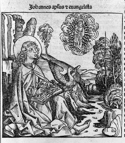 Representation of the evangelist Saint John. Engraving from 