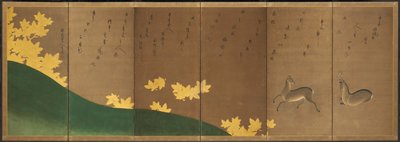 Deer with Maples by Hasagawa & Sodon Tetsuzan (1531 1617) (attr.) Tohaku