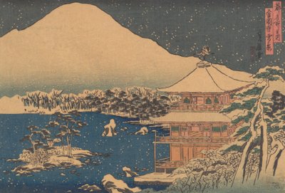 Kinkakuji Seen in Falling Snow by Hasegawa Sadanobu