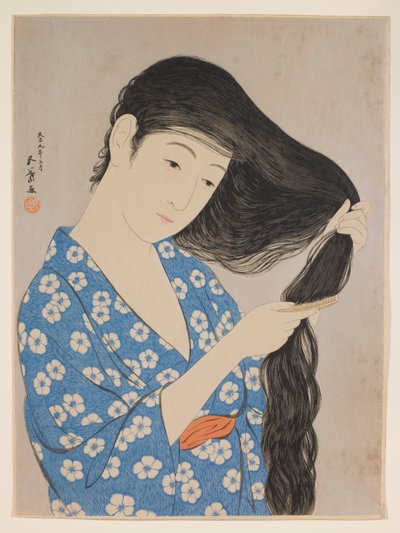 Woman Combing Her Hair by Hashiguchi Goyô