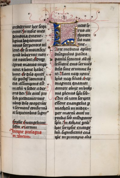 Gospel Book with Evangelist Portraits: Decorated Initial by Hausbuch Master