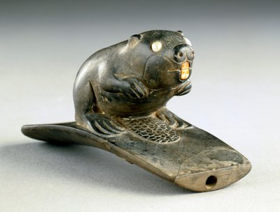 Beaver Effigy Platform Pipe, 100 BC-200 AD by Havana Hopewell culture