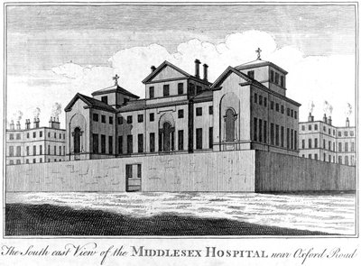 The South East View of the Middlesex Hospital, 1745 by Haynes King