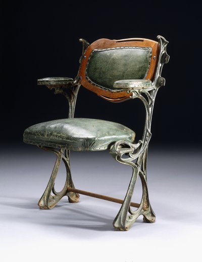 An iron and wood chair designed for the Humbert de Romans Concert Hall, Paris by Hector Guimard