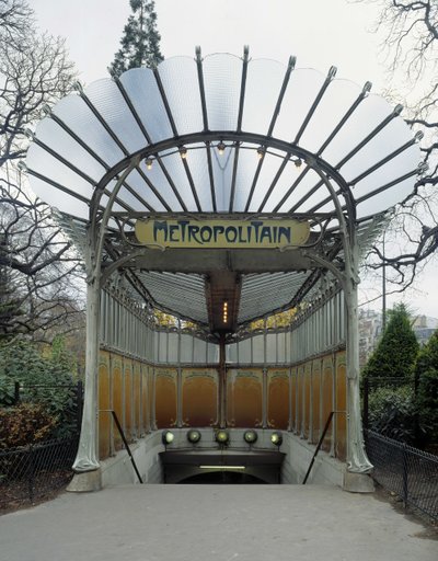 Art Nouveau architecture: entrance to the metro station Porte Dauphine in Paris by Hector Guimard
