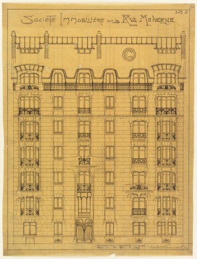 Design for the Facade of Société Immobilière de la Rue Modern, No. 6 by Hector Guimard