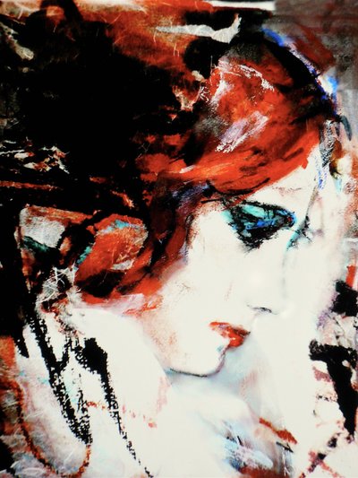 Expressive Red Blue Portrait by Hein Kocken