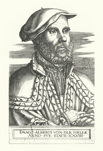Portrait of Albert van der Helle by Heinrich (after) Aldegrever