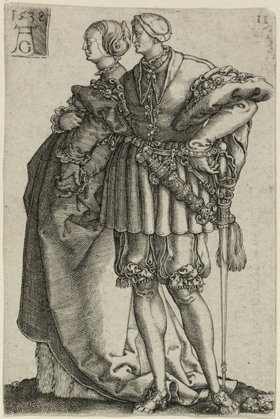 Dancing Couple, Plate Eleven from The Large Wedding-Dancers by Heinrich Aldegrever
